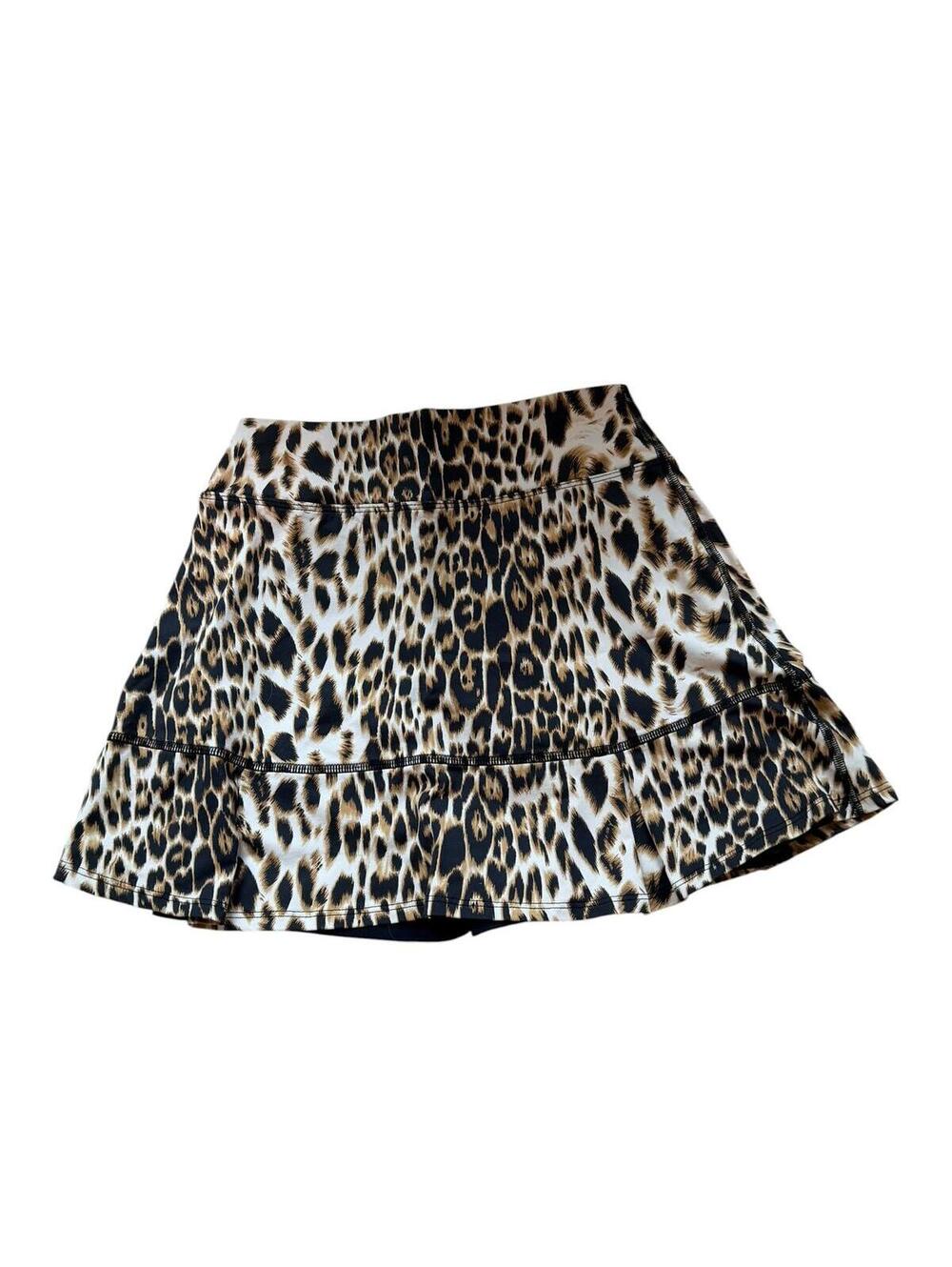 DONA JO Leopard Print A-Line Stretch Skirt Shorts Skort Size 1 US Small